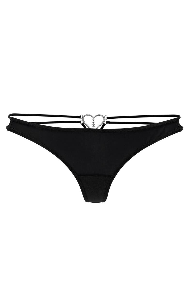Women's Strappy Heart Thong, Main, color, Black