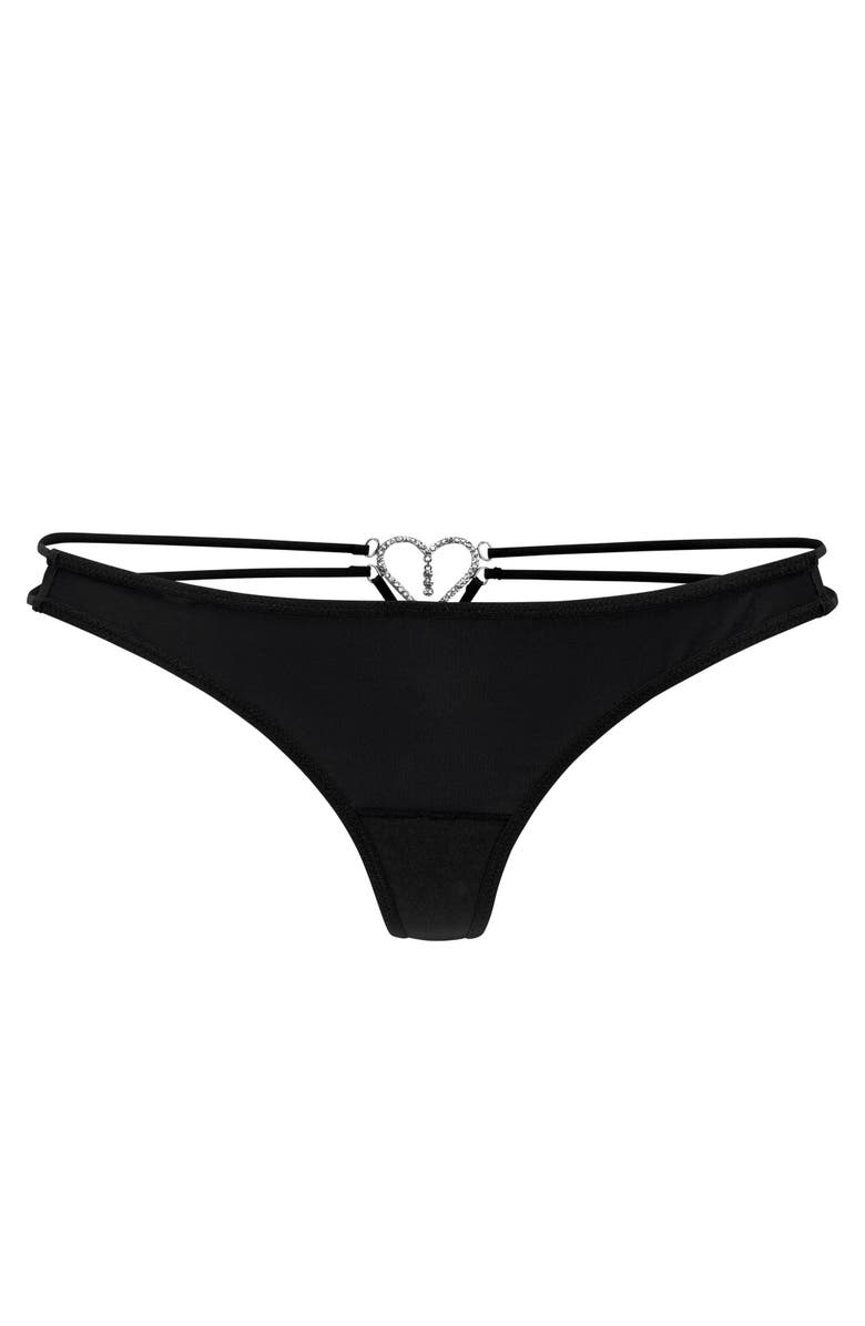 LASCANA Women's Strappy Heart Thong, Main, color, Black