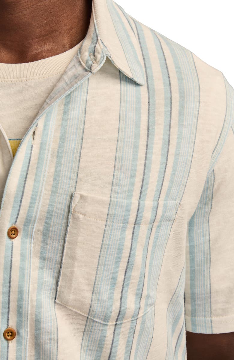 Lucky Brand Stripe Short Sleeve Cotton Blend Button-Up Shirt, Alternate, color, Sterling Blue Multi