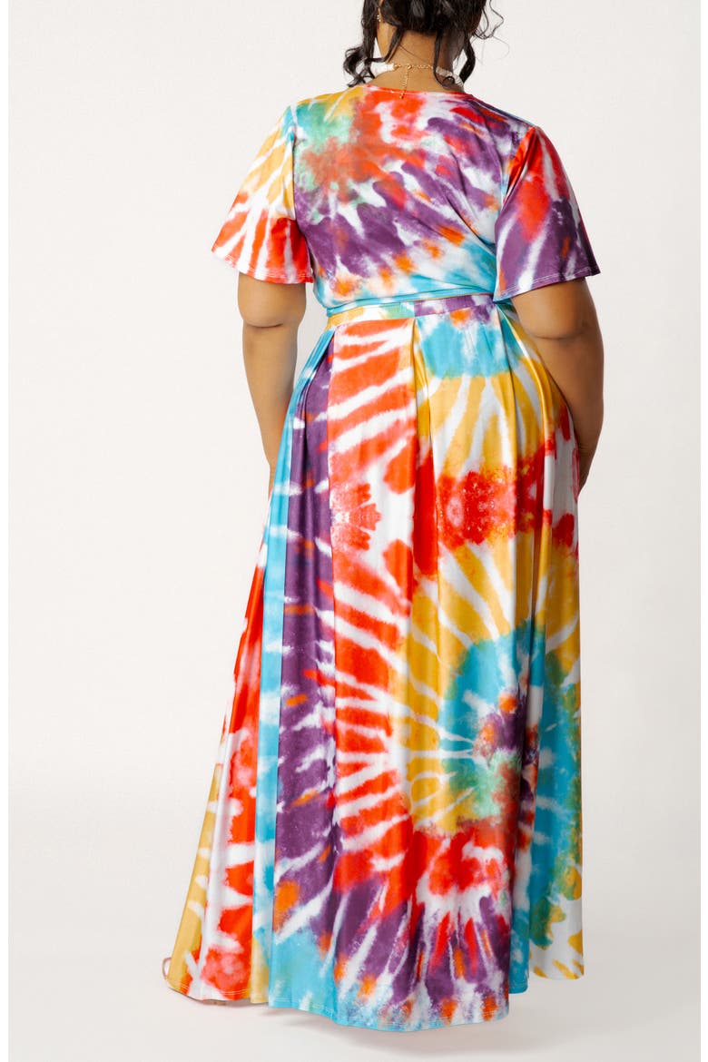 Print Tie Front Top & Maxi Skirt Set, Alternate, color, RED MULTI