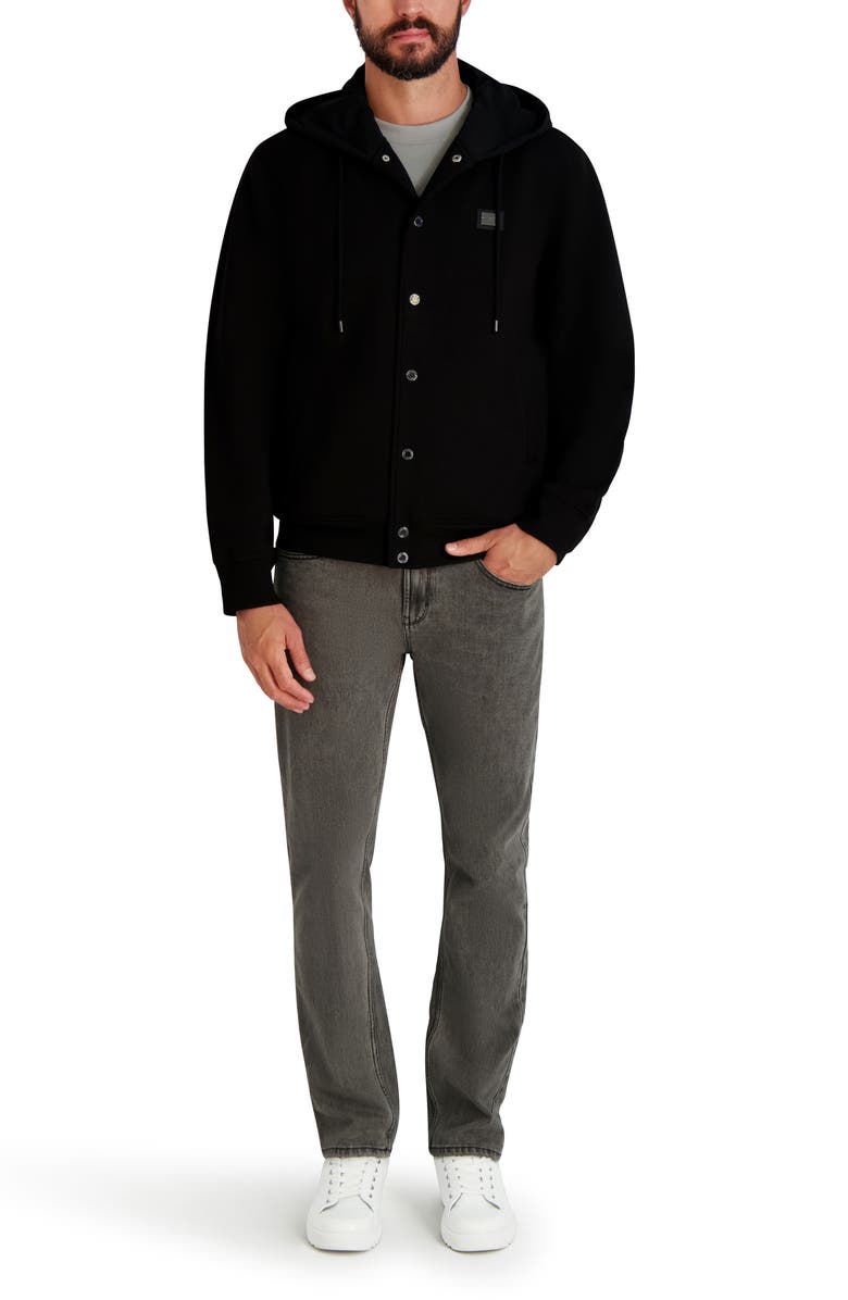 KARL LAGERFELD PARIS Hooded Bomber Jacket, Alternate, color, Black