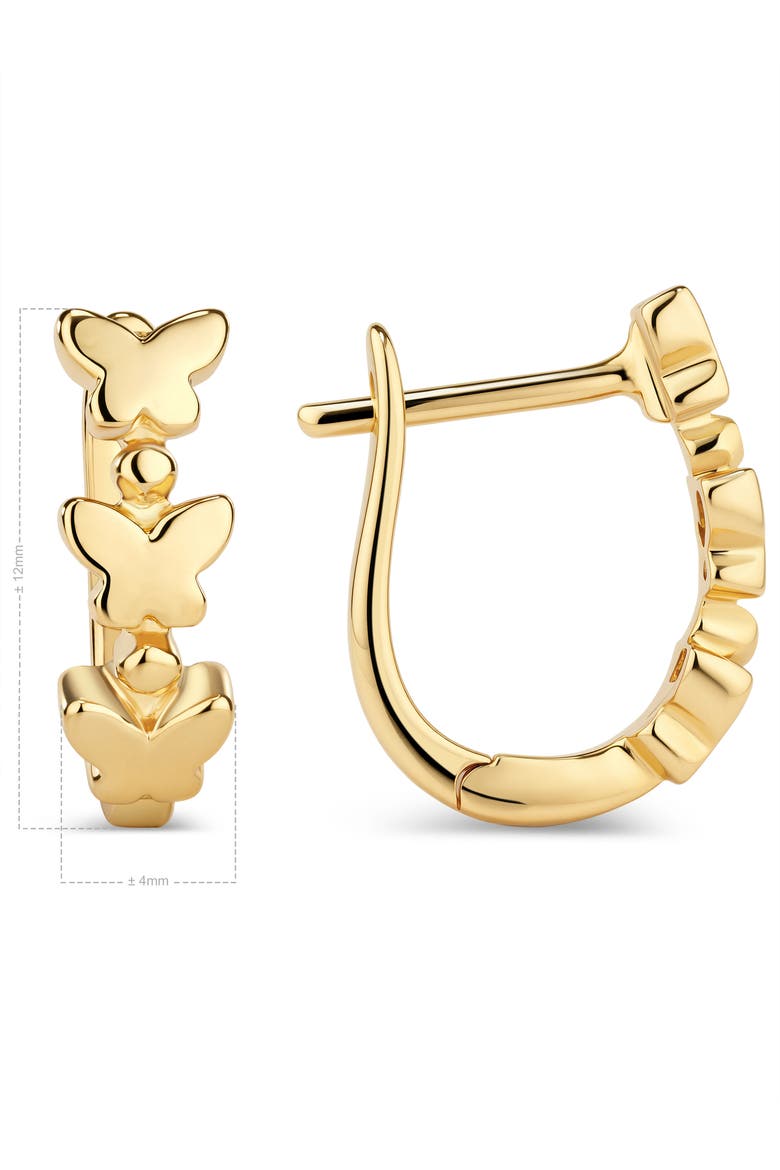 Butterfly Hoop Earrings in 14K Gold, Alternate, color, Yellow Gold