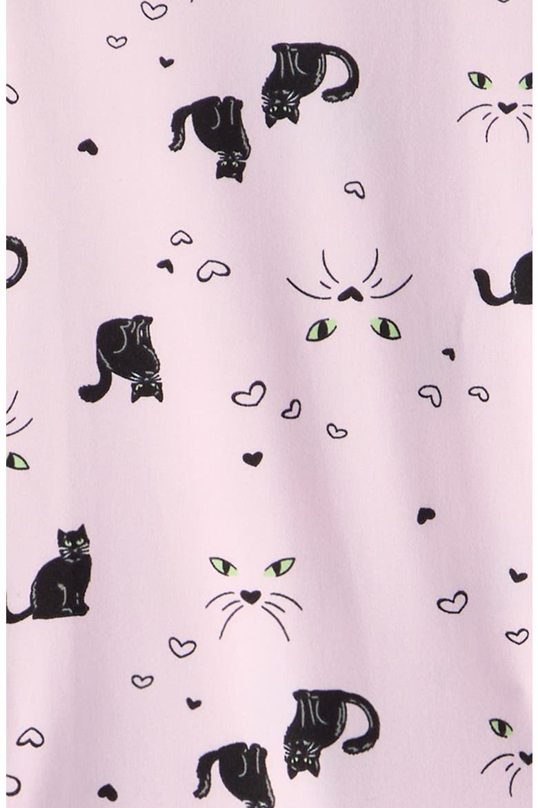 Kids' Glow in the Dark Fitted Two-Piece Pajamas, Alternate, color, PINK- BLACK CAT EYES