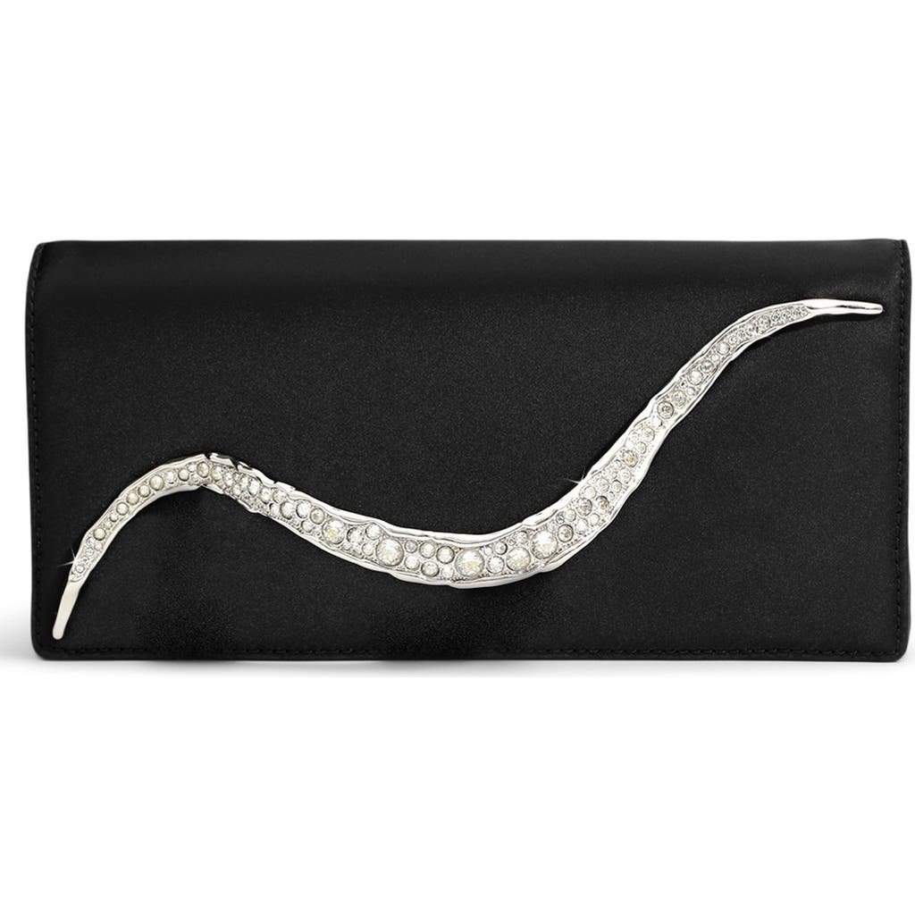 Alexis Bittar Crystal Curve Recycled Satin Clutch Bag In Black