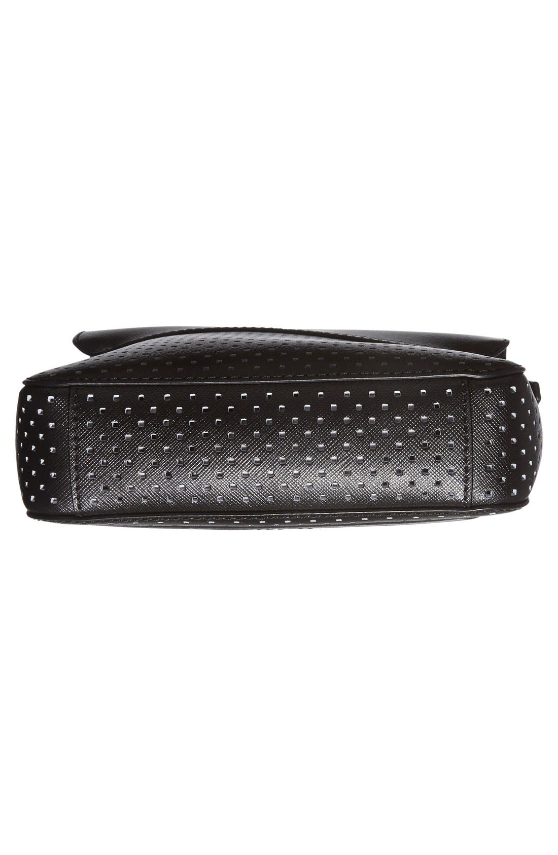 'Small Greenwich' Perforated Leather Crossbody Bag, Alternate, color, BLACK/ GOLD