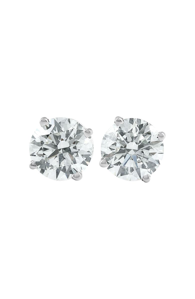 Bliss Diamond 2 Ct TW Round Lab Grown Diamond Studs 14K Gold With Screw Backs, Main, color, 14K White Gold