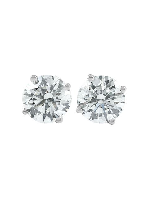 2 Ct TW Round Lab Grown Diamond Studs 14K Gold With Screw Backs