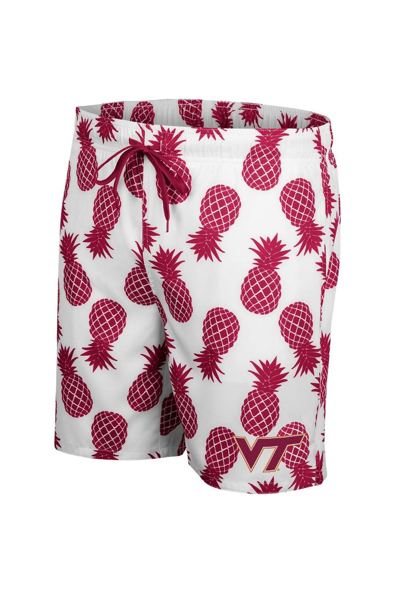 Men's Colosseum White/Maroon Virginia Tech Hokies Pineapple Swim Shorts, Alternate, color, White