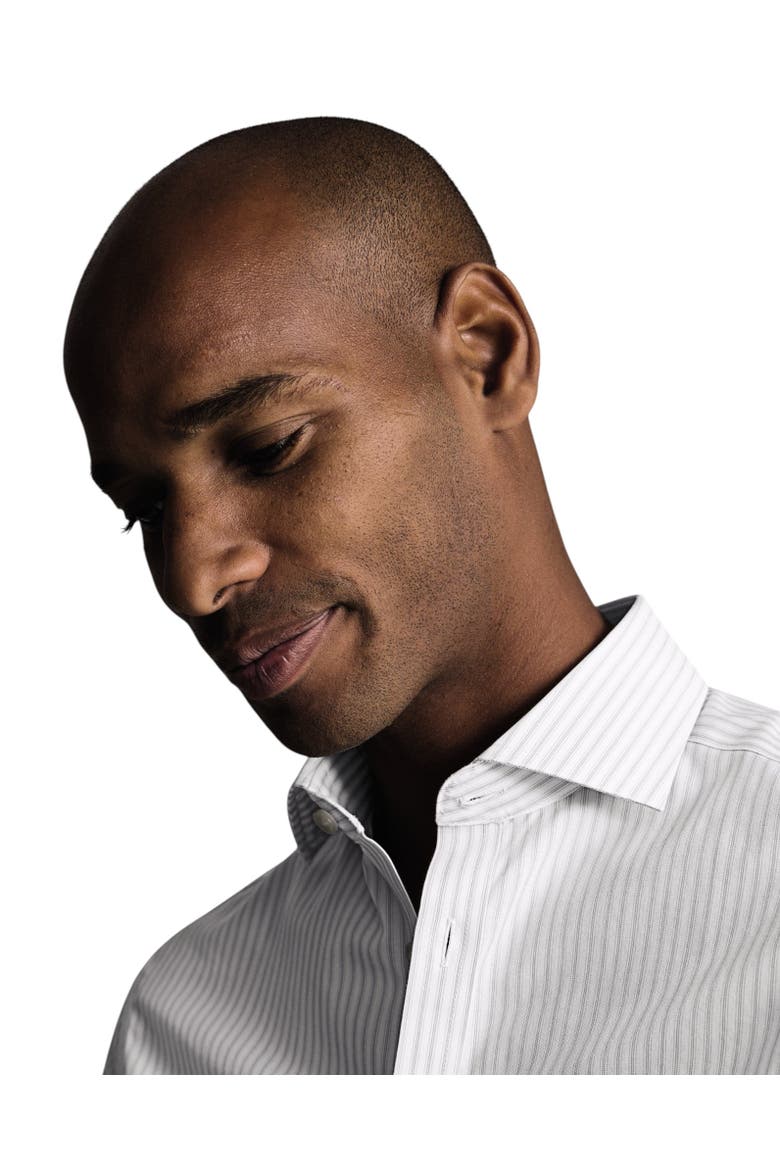 Non-Iron Poplin Stripe Shirt, Alternate, color, Gray