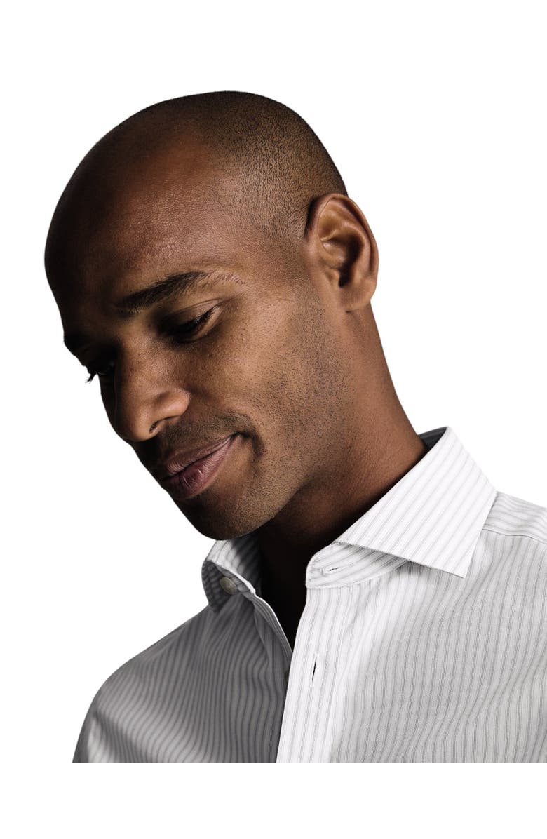 Charles Tyrwhitt Non-Iron Poplin Stripe Shirt, Alternate, color, Gray
