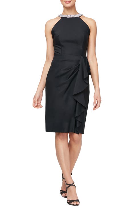 Embellished Neck Sheath Dress