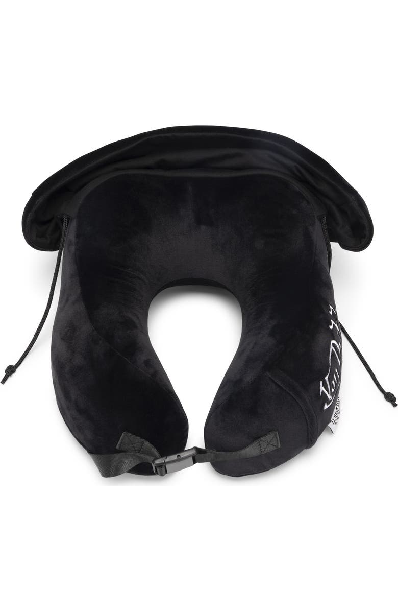 Von Dutch Eyeconic Hooded Ergonomic Memory Foam Travel Neck Pillow, Alternate, color, Black
