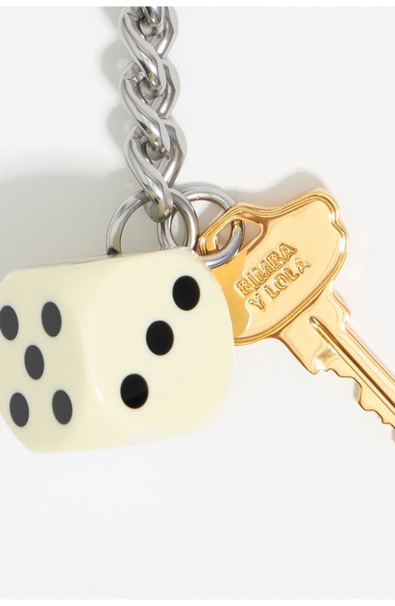 Bimba y Lola Key dice key ring, Alternate, color, Ivory