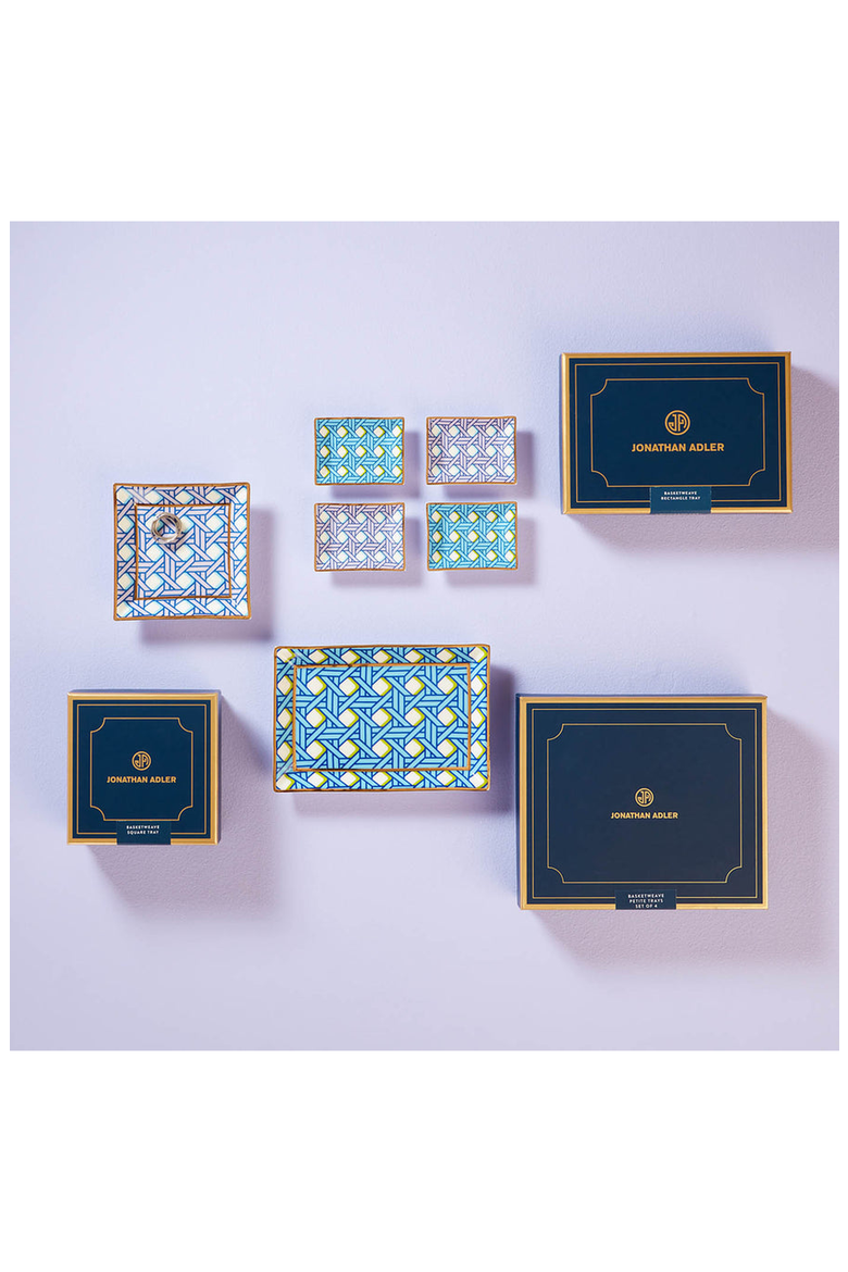 Basketweave Square Tray, Alternate, color, Blue / Lavender / Gold