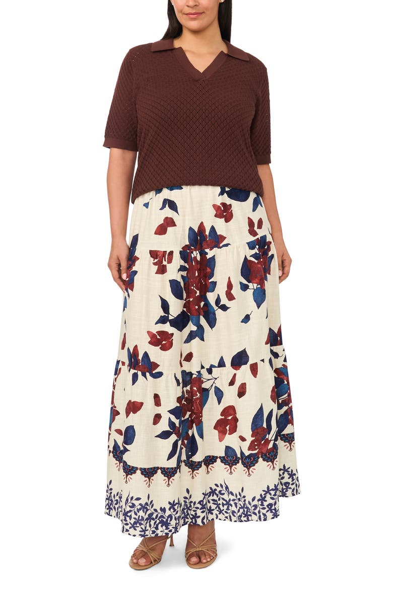 Tiered Midi Skirt, Alternate, color, RUM RAISIN