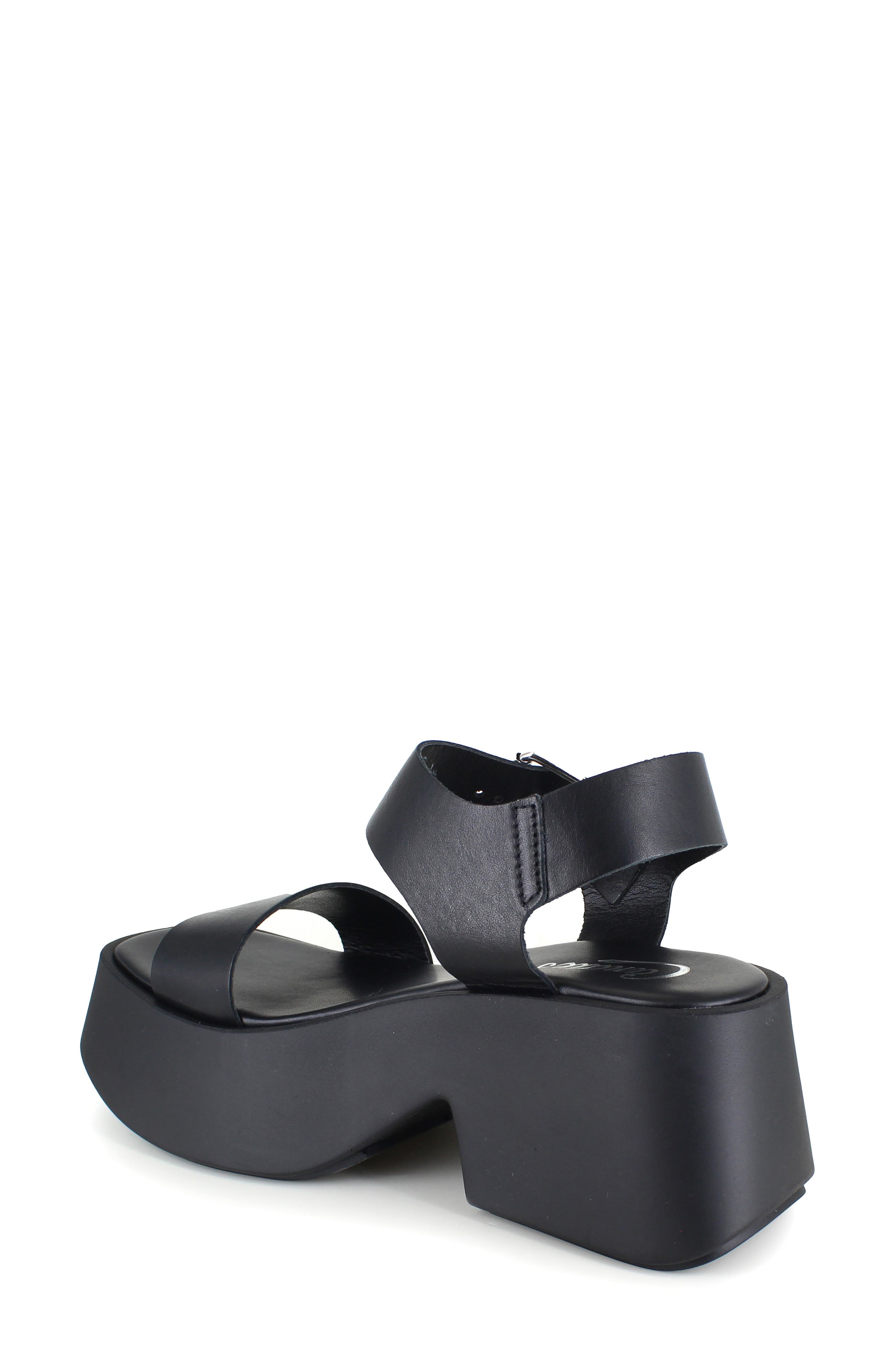 Candie's Leni Ankle Strap Platform Sandal, Alternate, color, Black Leather