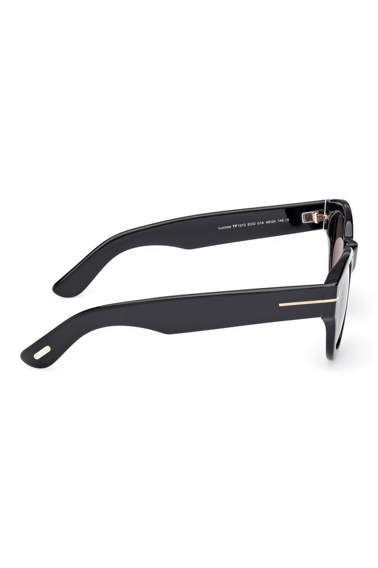 Lucinda 48mm Round Sunglasses, Alternate, color, SHINY BLACK / SMOKE
