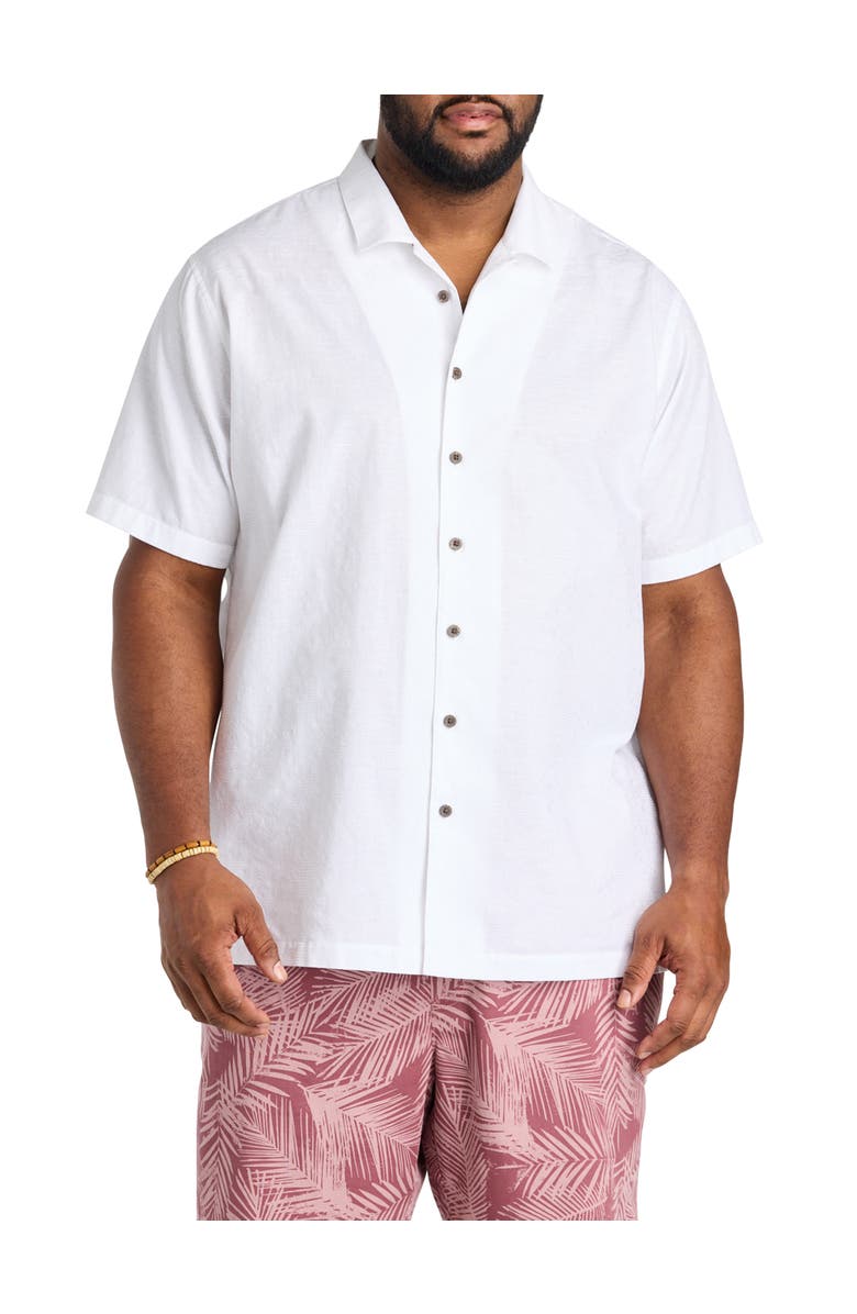 Oak Hill by DXL Big & Tall Solid Camp Shirt, Alternate, color, White