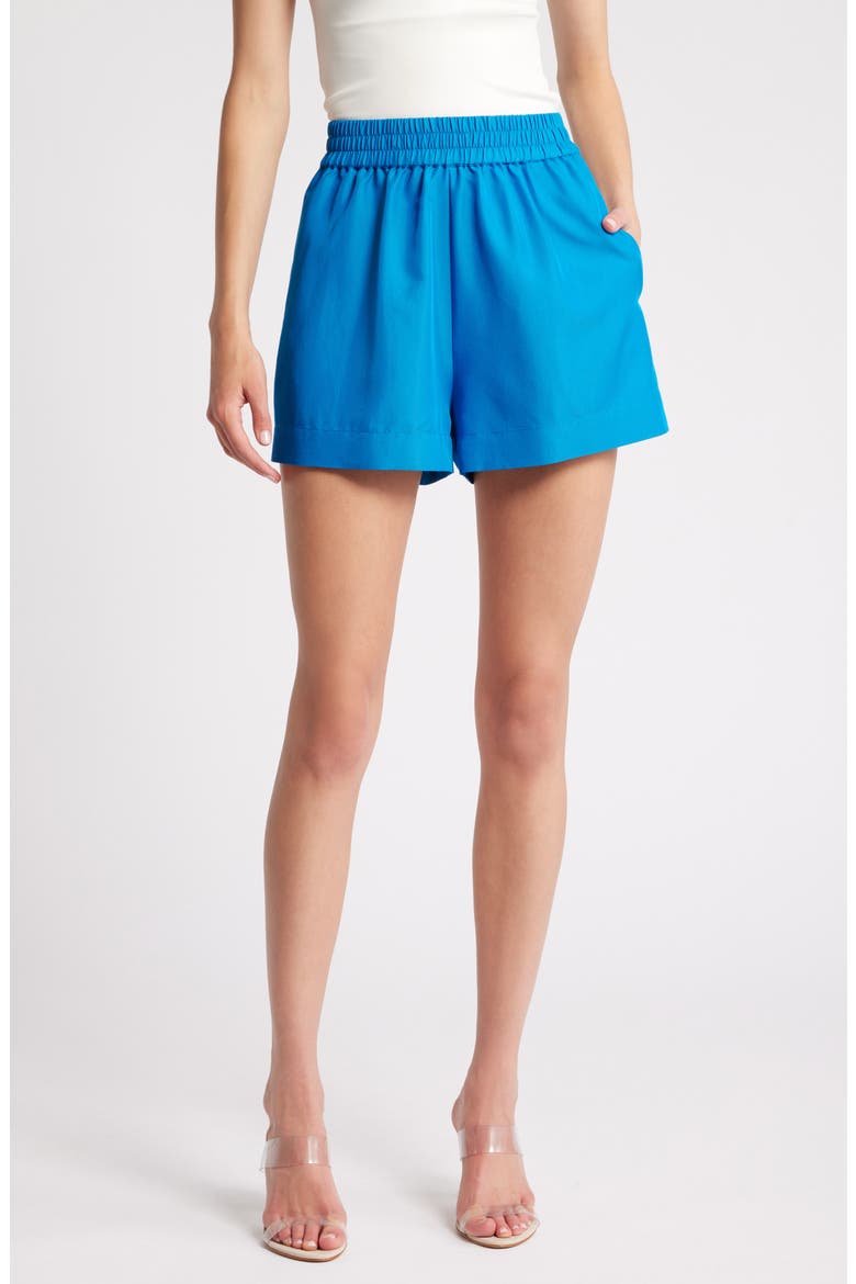 Jeaye Smocked Waist Shorts, Main, color, BLUE