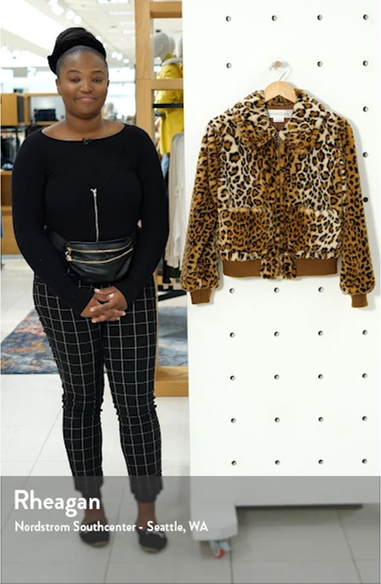Leopard Faux Fur Bomber Jacket, sales video thumbnail