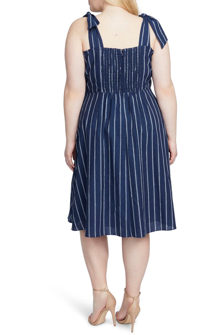 Kate Stripe Dress, Alternate, color, INDIGO EGGSHELL COMBO