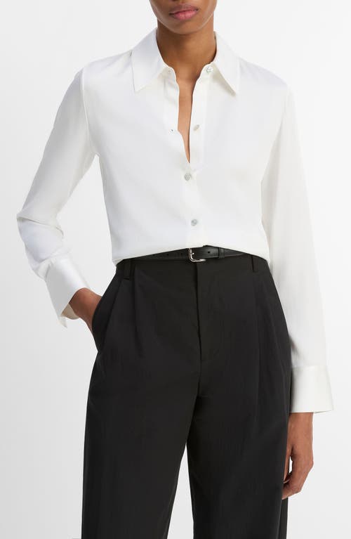 Vince Slim Fit Silk Blend Button-up Shirt In White
