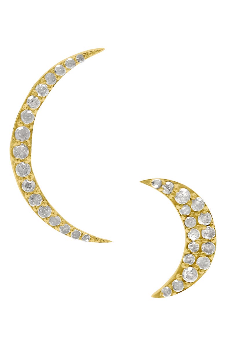 Adornia Mismatched Diamond Moon Stud Earrings - 0.2 ctw, Main, color,