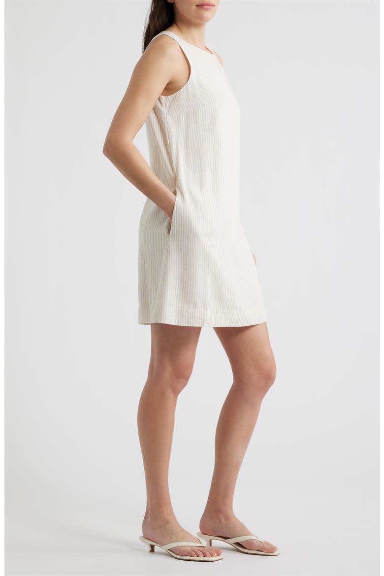 Stripe A-Line Linen Blend Minidress, Alternate, color, IVORY/ YELLOW