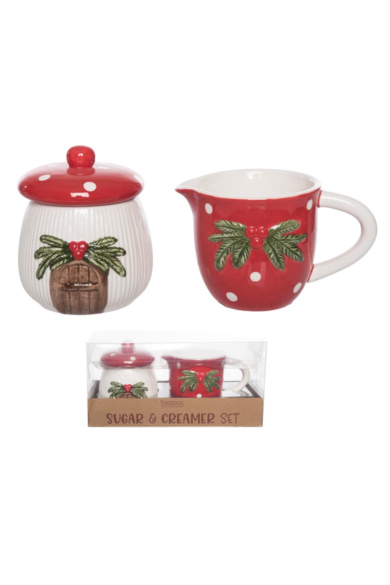 Dolomite Christmas Mushroom Mugs Set of 2 Ceramic Multicolor, Main, color, Multicolored
