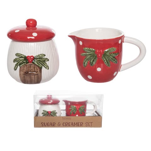 Dolomite Christmas Mushroom Mugs Set of 2 Ceramic Multicolor