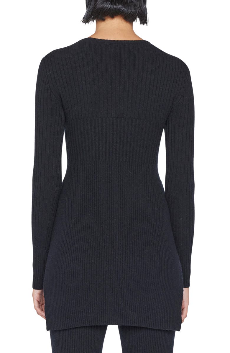 FRAME Rib Cashmere Blend Tunic Sweater, Alternate, color, Noir