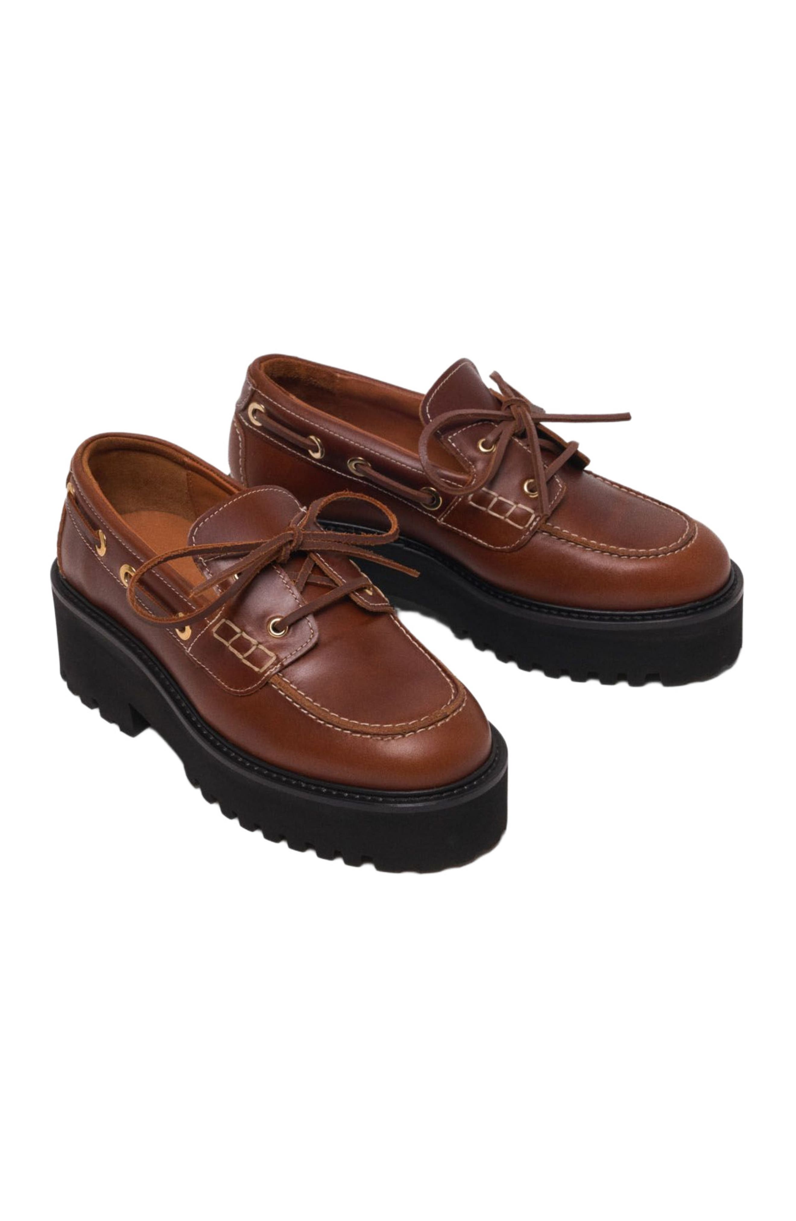 maje Boat shoes with chunky sole, Alternate, color, Brown