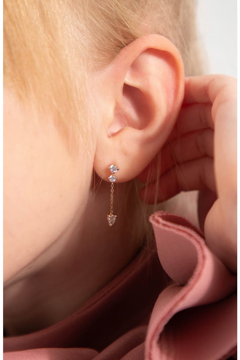 14k Dangle CZ Girl Earrings, Alternate, color, Gold