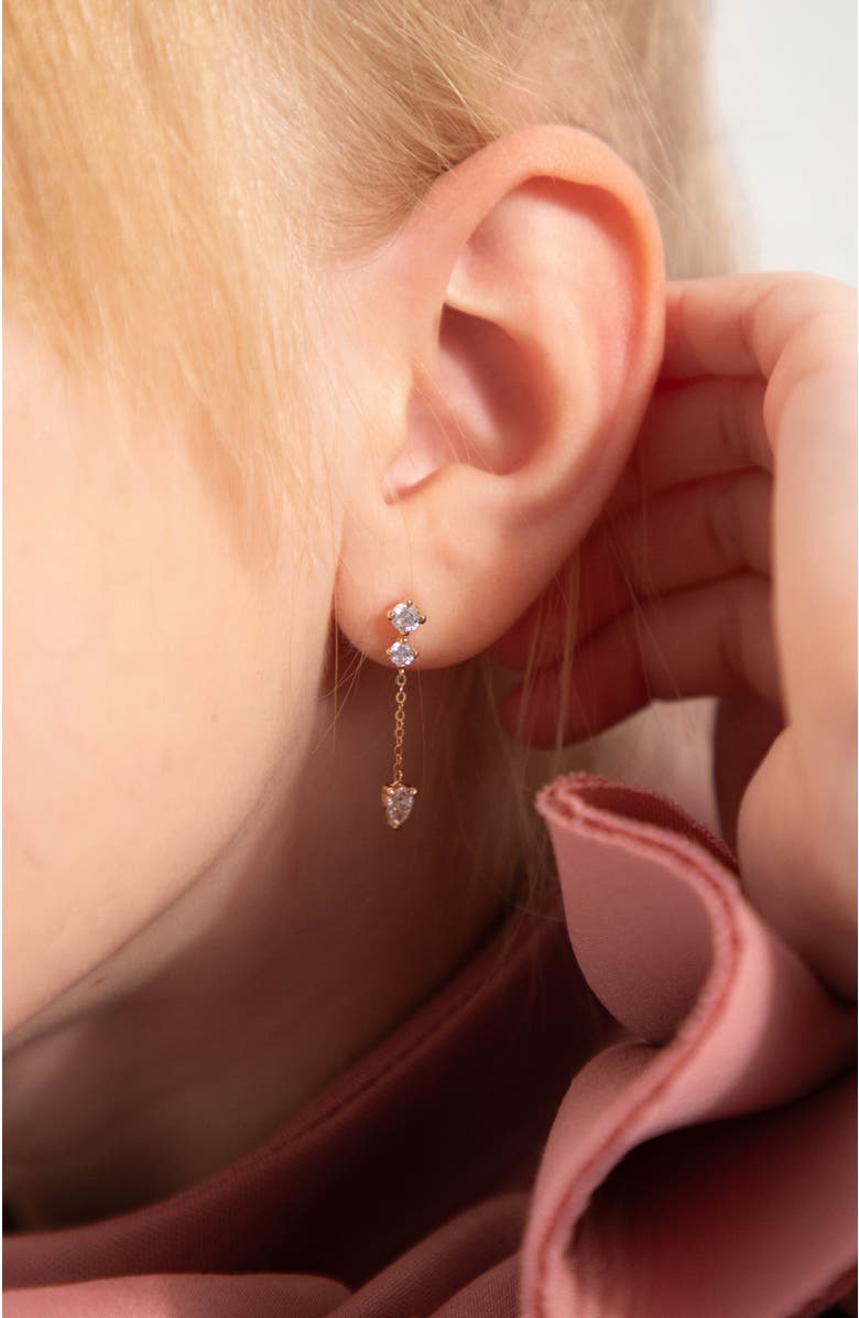 In Season Jewelry 14k Dangle CZ Girl Earrings, Alternate, color, Gold