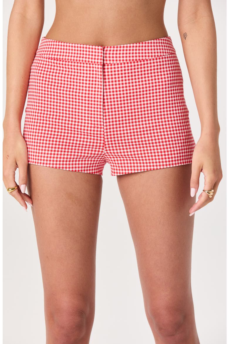 Valerie Gingham Stretch Cotton Micro Shorts, Alternate, color, RED GINGHAM