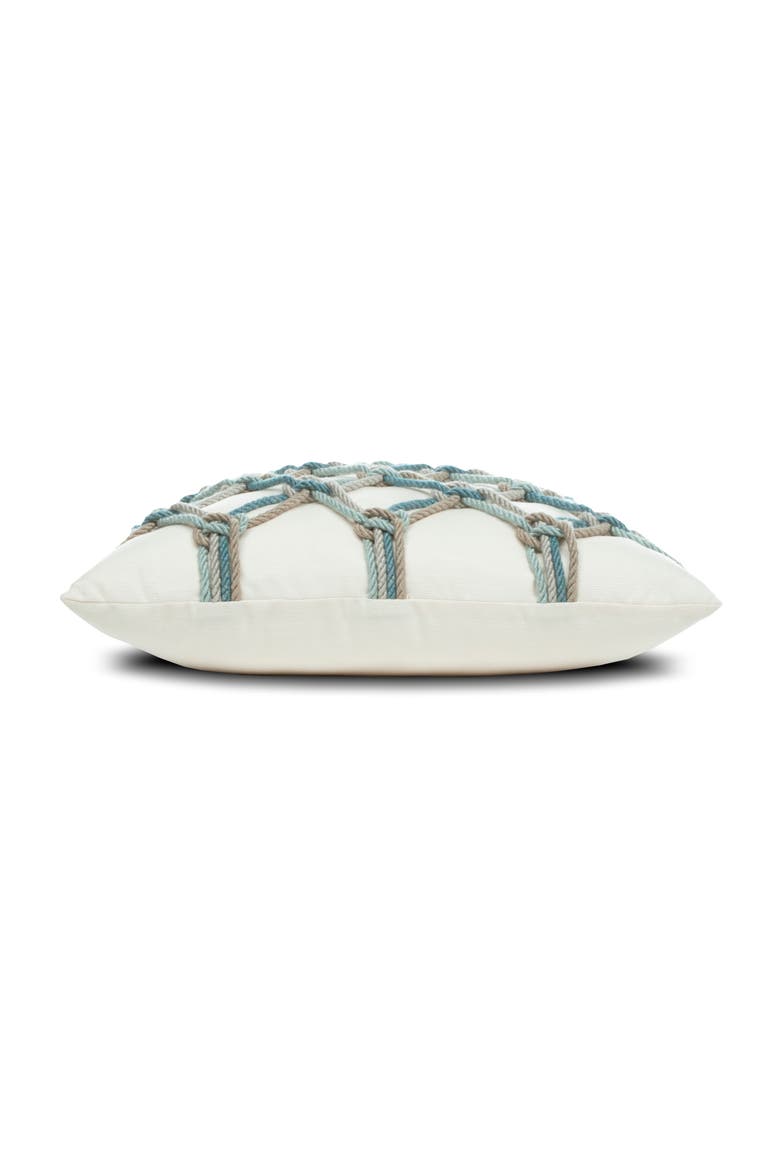 Rope Hand Knotted Macrame Indoor & Outdoor Woven Accent Pillow, Alternate, color, Aqua
