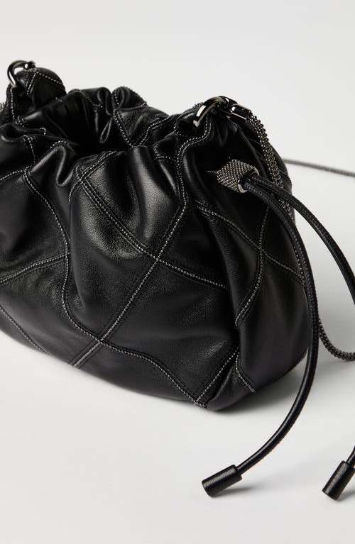 Brunello Cucinelli Nappa Leather Mellow Mini Bucket Bag In Black