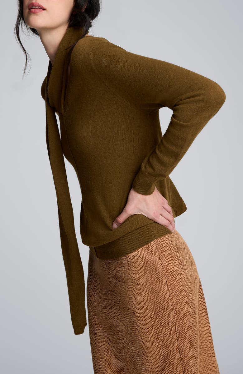 Kenneth Cole Cowl Neck SWeater with Attached Scarf, Alternate, color, Dark Moss