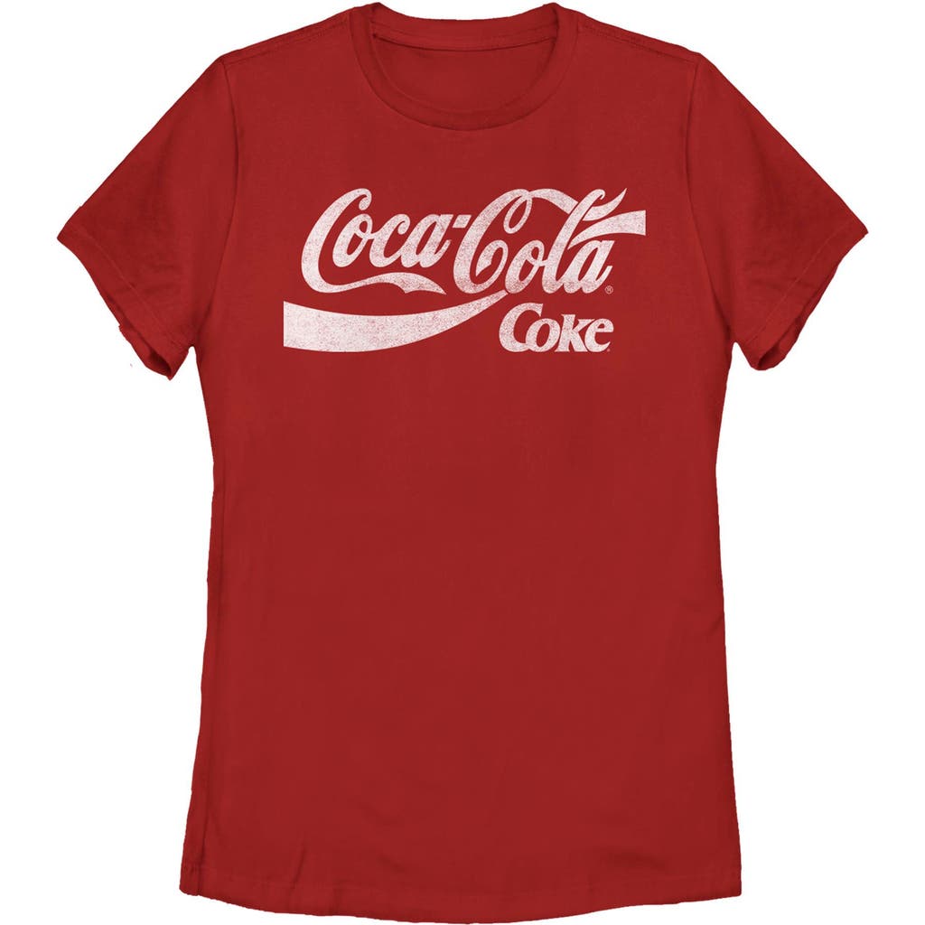 Coca-cola Coca Cola Distressed Classic Logos Graphic T-shirt In Red