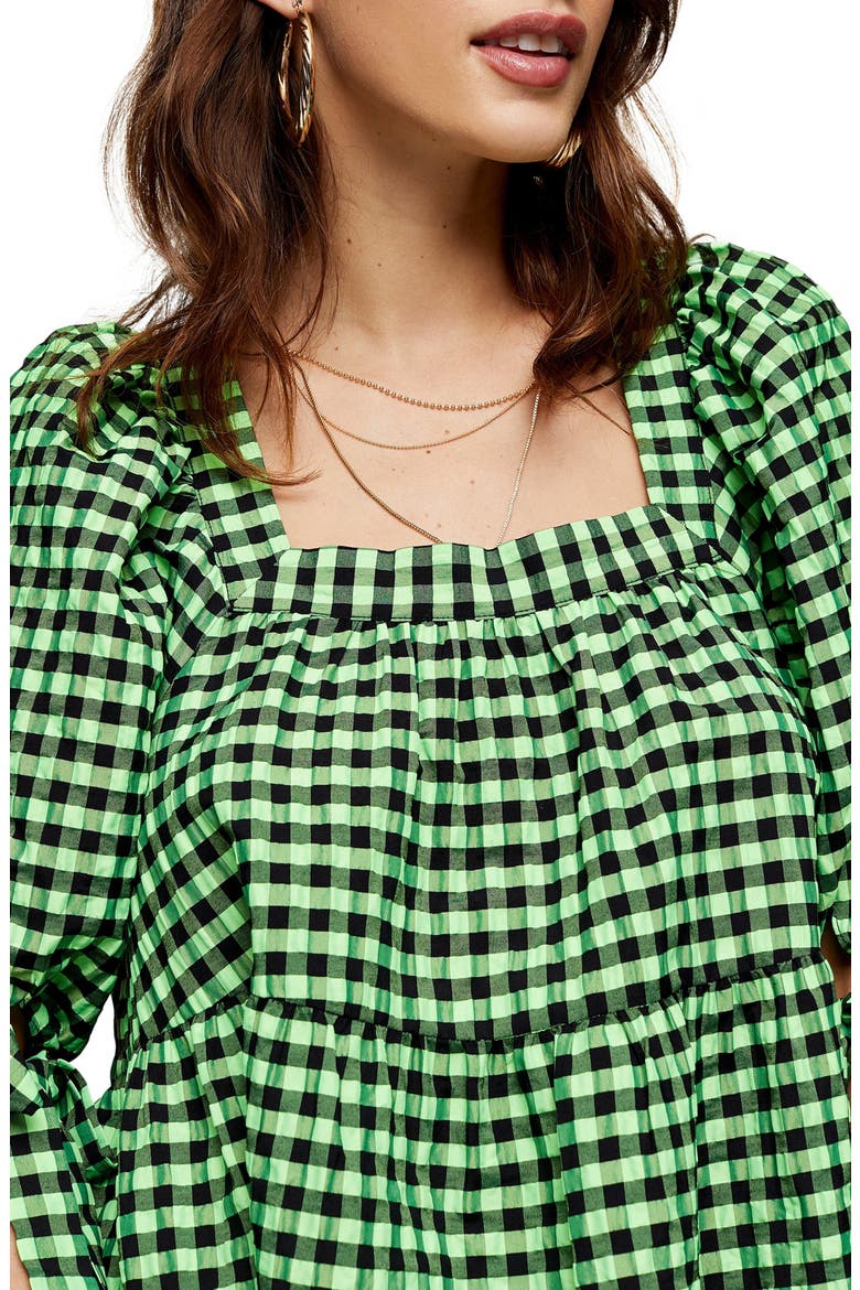 Neon Check Blouse, Alternate, color, GREEN MULTI