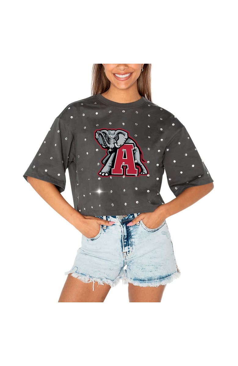 GAMEDAY COUTURE Women's Gameday Couture Gray Alabama Crimson Tide Go Time Rhinestone Crop T-Shirt, Main, color, 