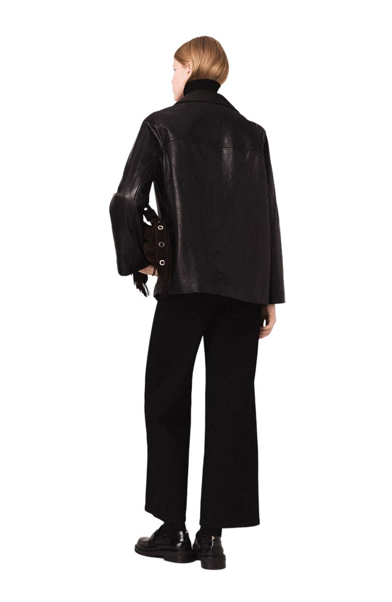 maje Quilted leather jacket, Alternate, color, Black