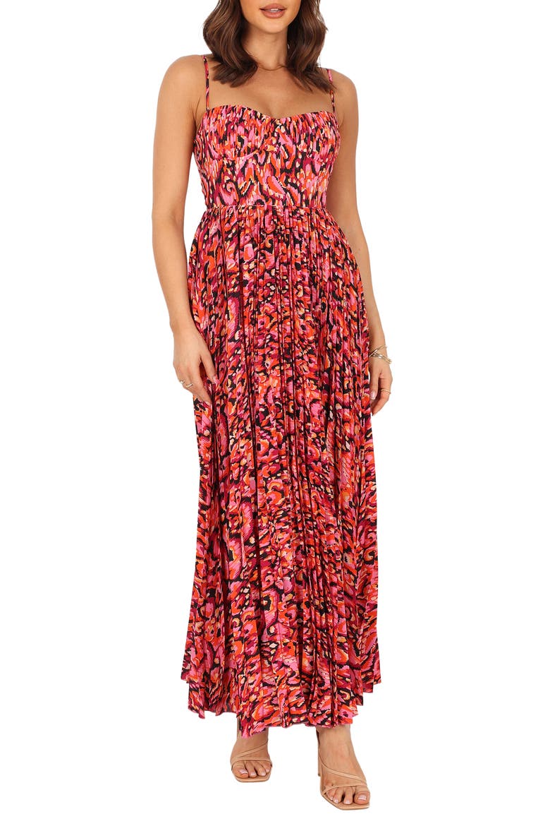 Achanti Print Pleated Maxi Dress, Main, color, PINK MULTI