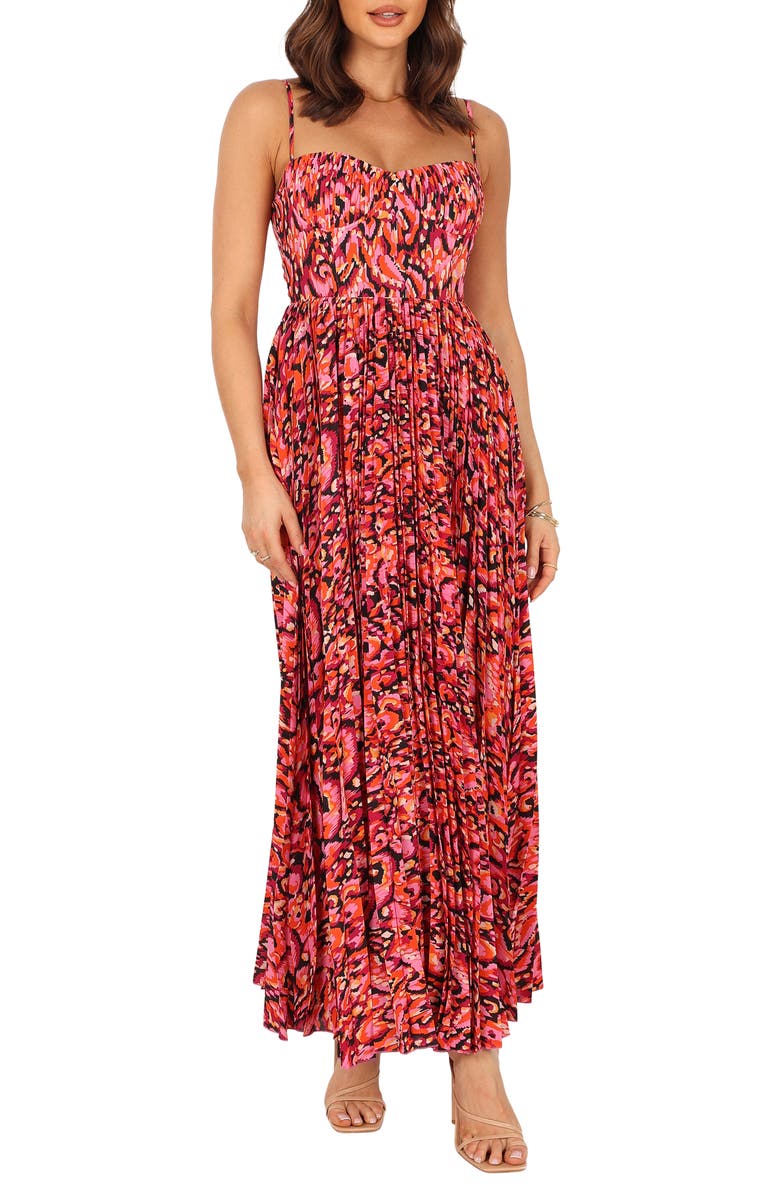 Petal & Pup Achanti Print Pleated Maxi Dress, Main, color, Pink Multi
