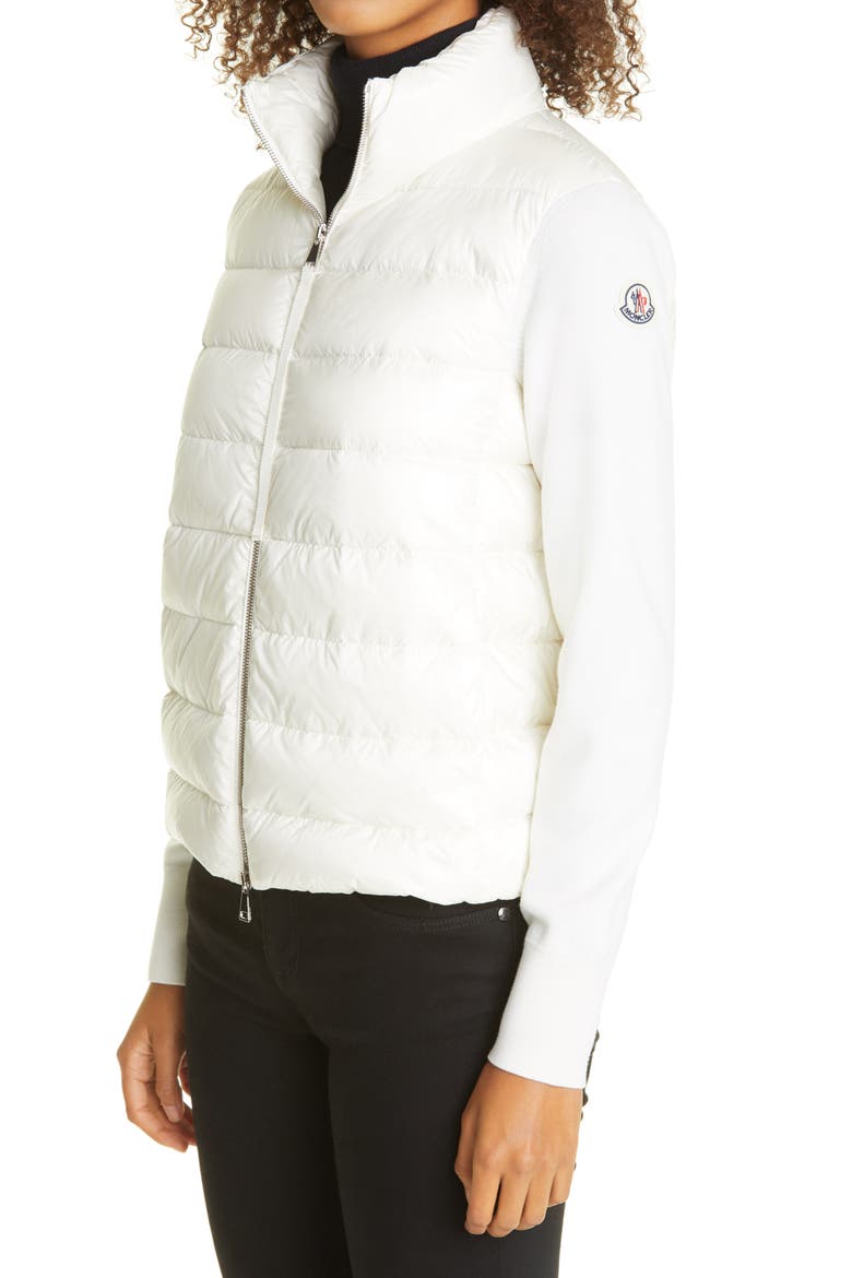 Quilted Down & Wool Short Cardigan, Alternate, color, WHITE