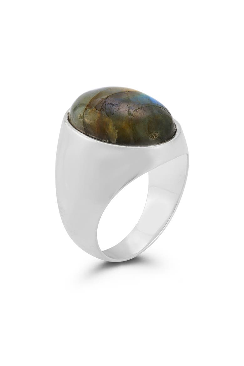 Men's Labradorite Domed Ring, Alternate, color, SILVER