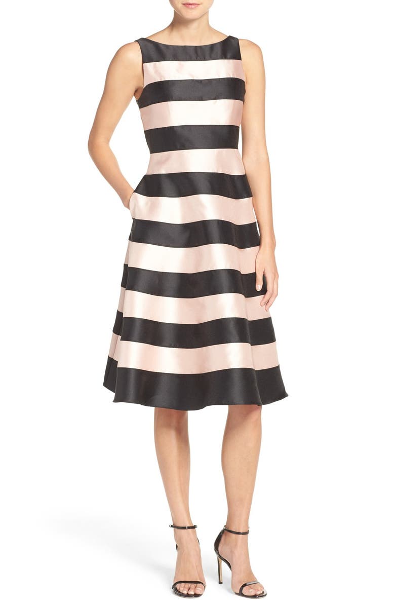 Adrianna Papell Stripe Mikado Midi Dress, Main, color,