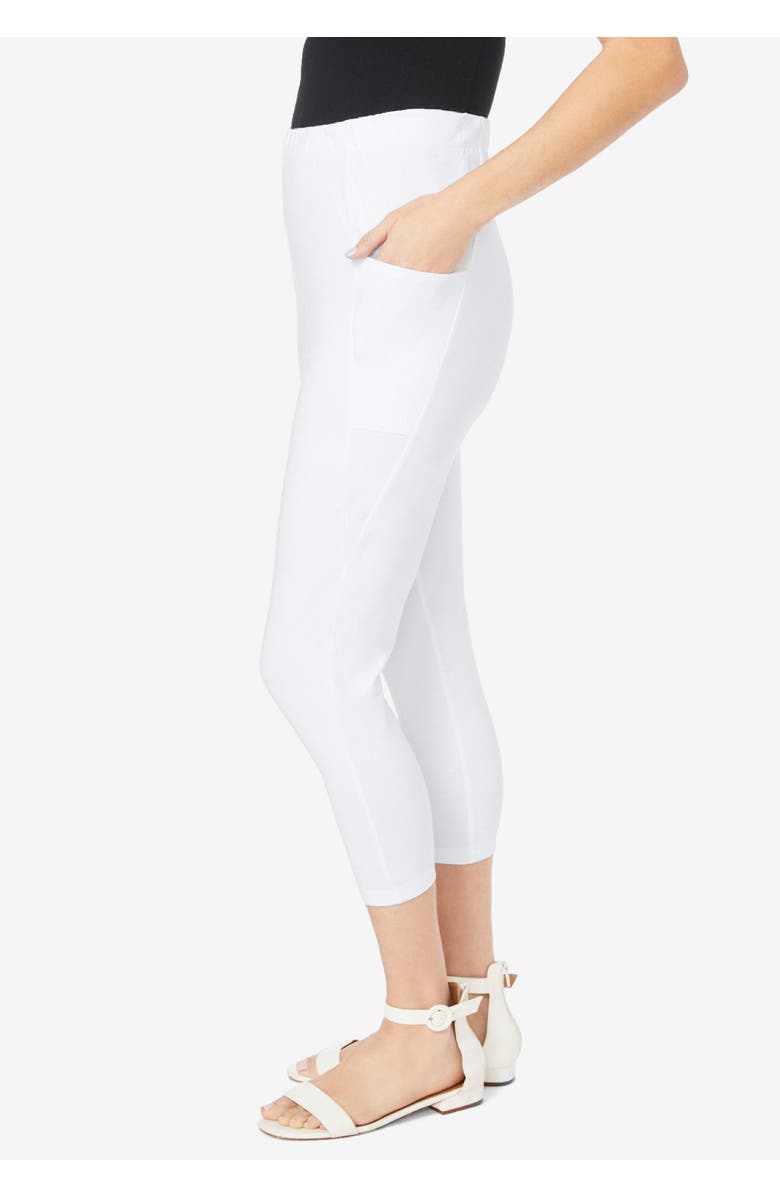 Roaman's Side-Pocket Essential Capri Legging, Alternate, color, Heather Charcoal