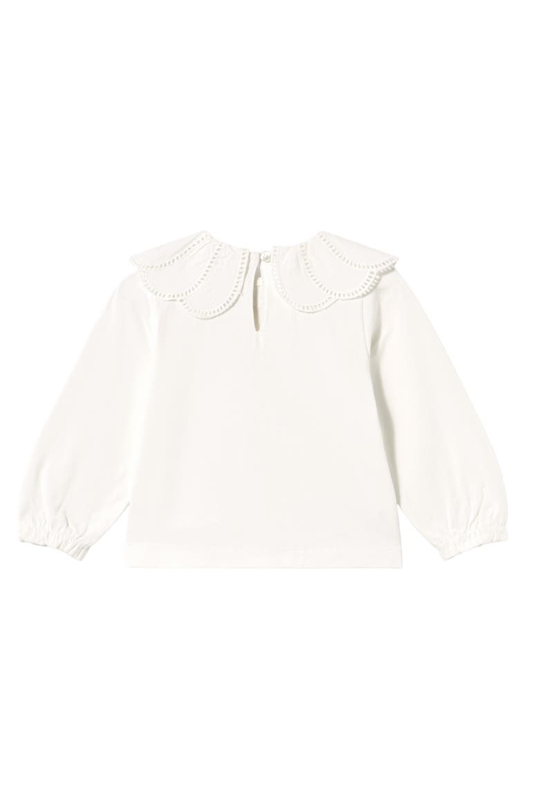 Scalloped Collar T-Shirt, Alternate, color, White