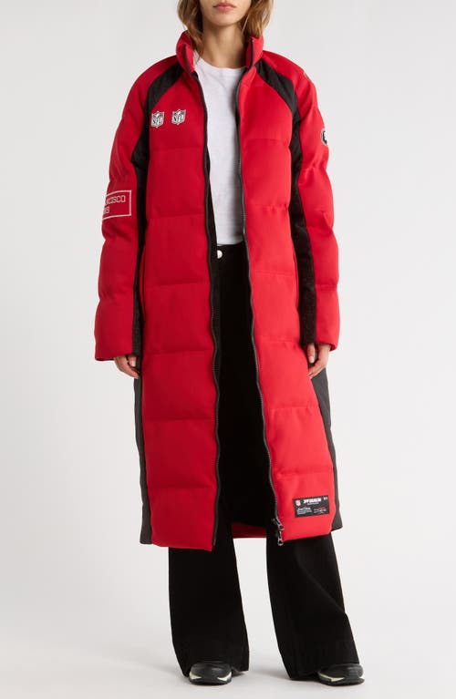 Off Season Nfl Team Water Repellent Long Puffer Coat In Burgundy